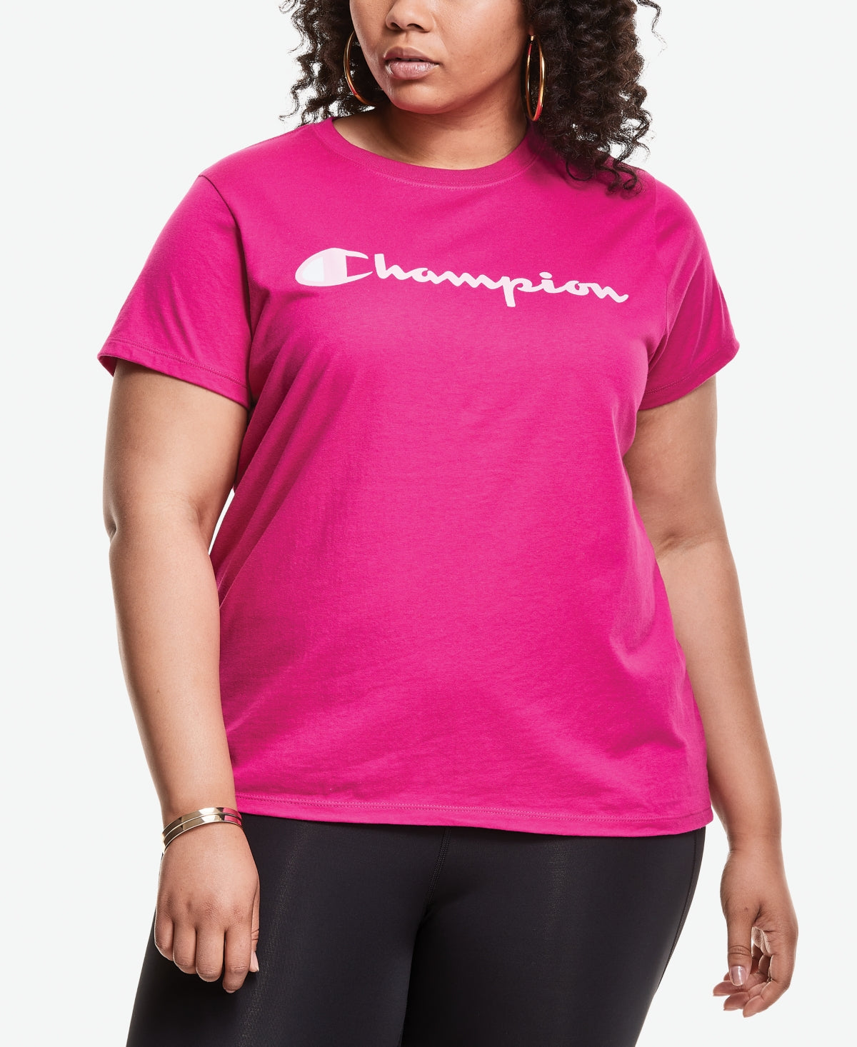 Camiseta feminina Champion Classic Logo Graphic Rosa Tamanho 3X