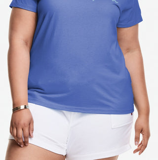 Camiseta feminina Champion Classic Logo Graphic Azul Tamanho 3X