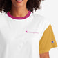 Camiseta feminina Champion Cropped Colorblocked Branca Tamanho Médio
