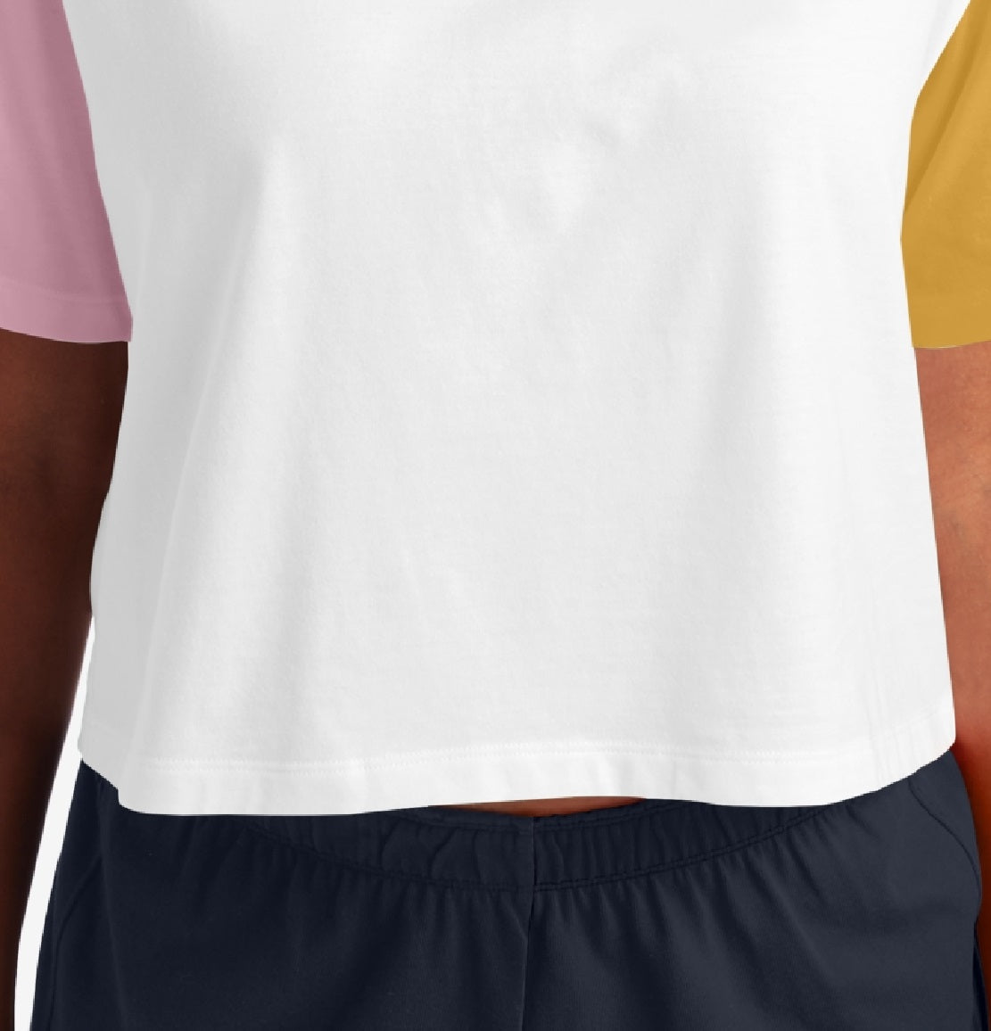 Camiseta feminina Champion Cropped Colorblocked Branca Tamanho Médio