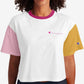 Camiseta feminina Champion Cropped Colorblocked Branca Tamanho Médio