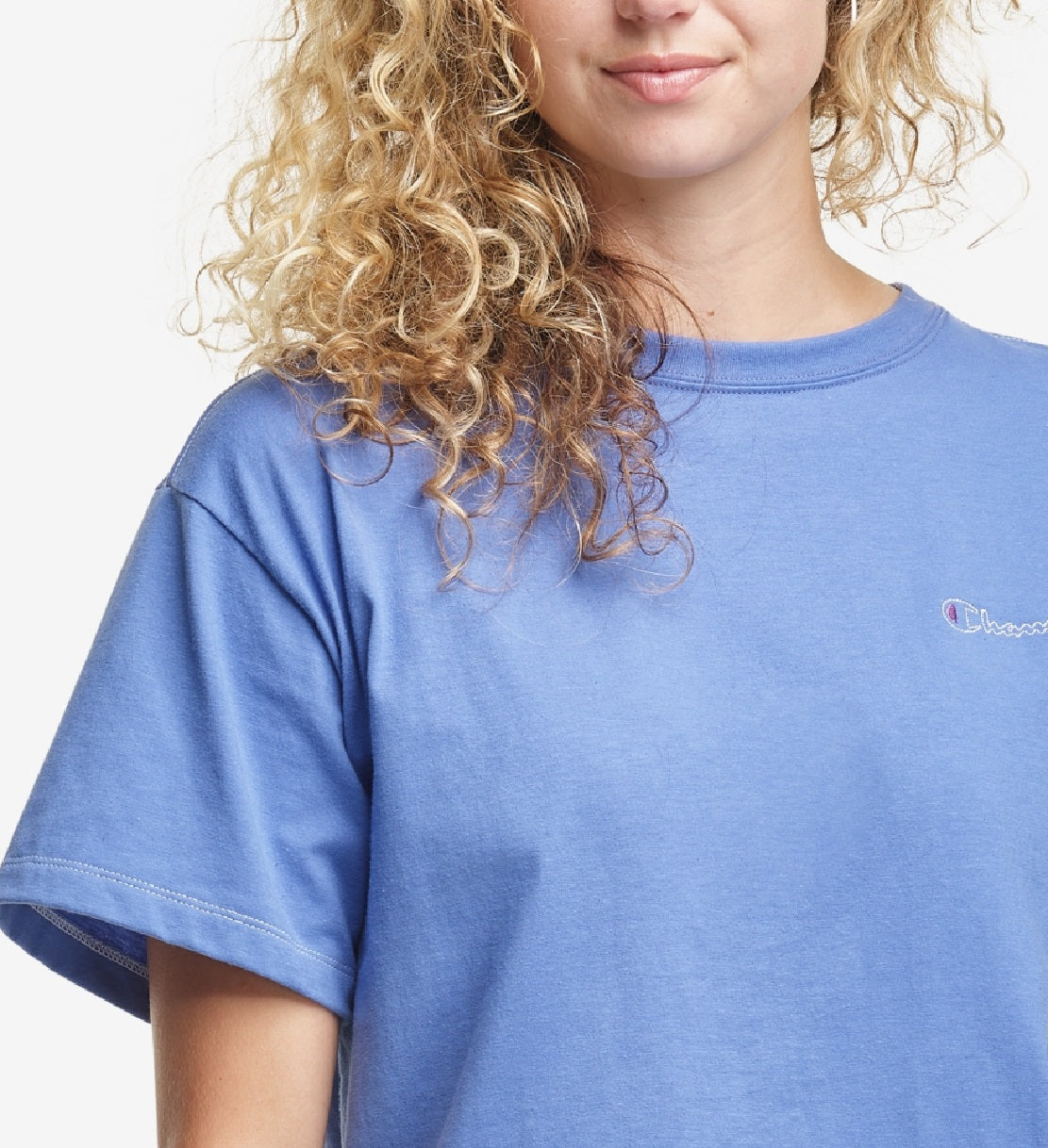 Blusa cropped de algodão feminina Champion, azul, tamanho X-G