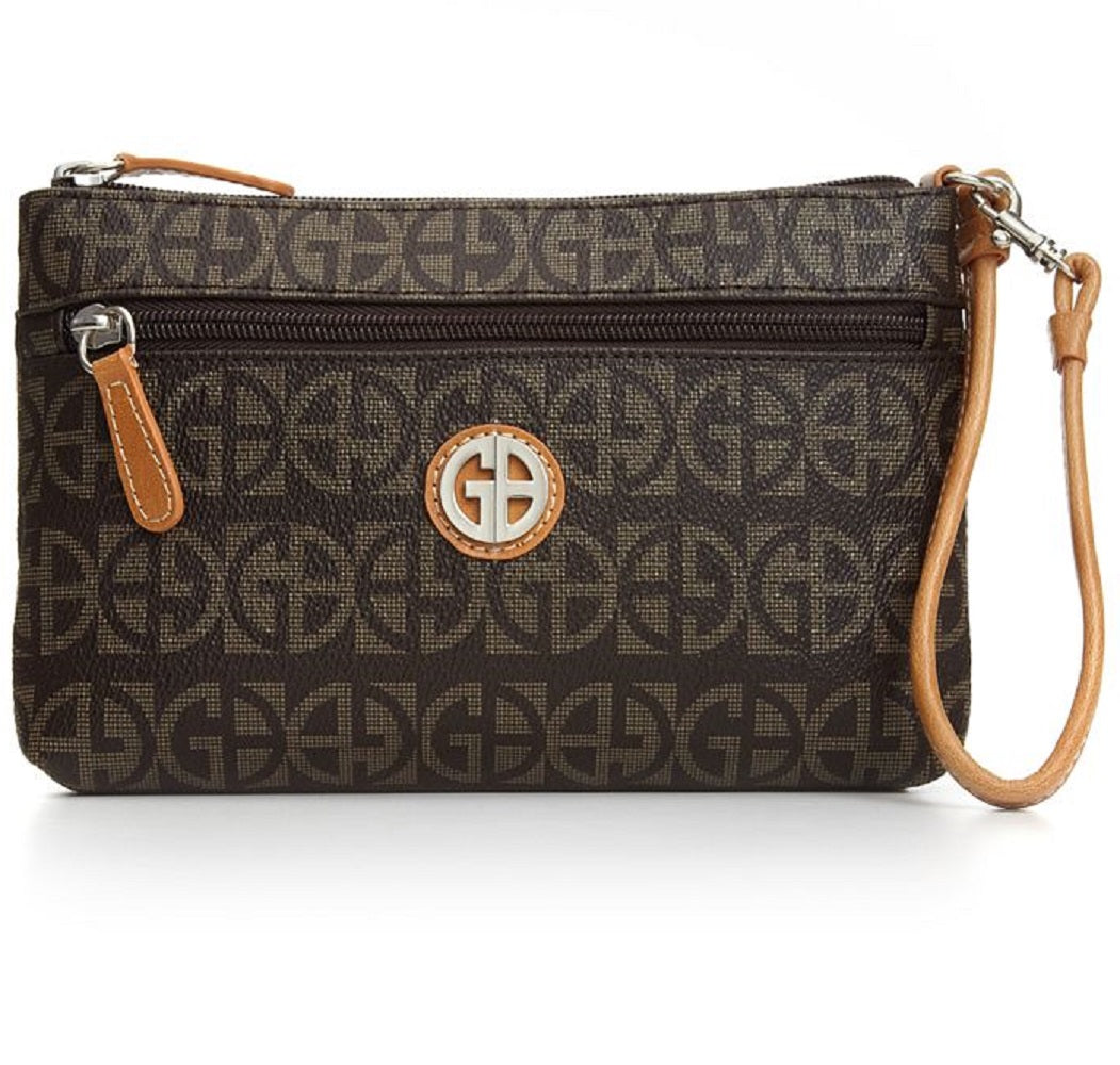 Bolsa de pulso feminina Giani Bernini Block Signature marrom tamanho regular