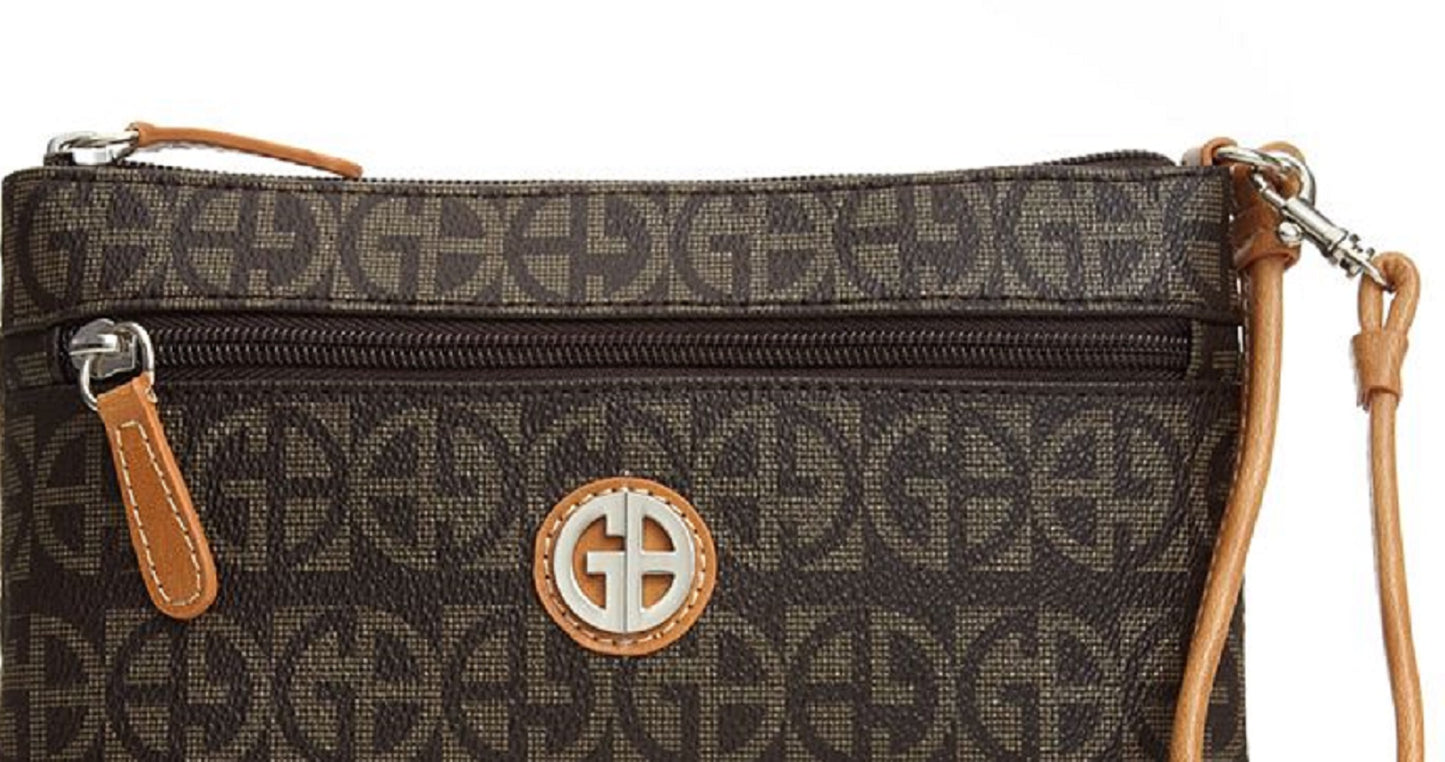 Bolsa de pulso feminina Giani Bernini Block Signature marrom tamanho regular