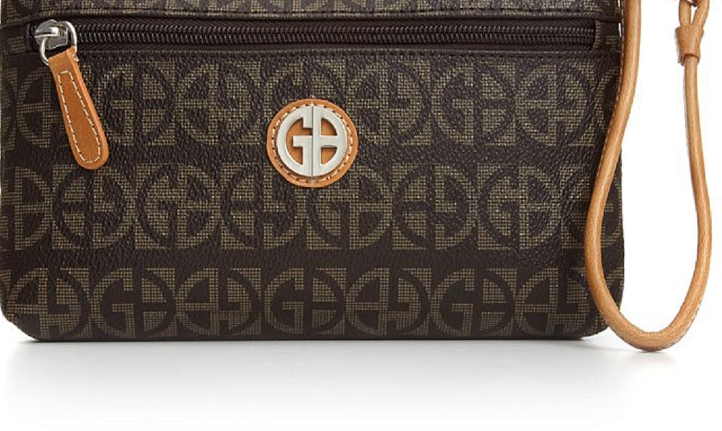 Bolsa de pulso feminina Giani Bernini Block Signature marrom tamanho regular