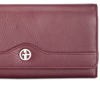 Carteira de recibo feminina Giani Bernini Pebble Leather vermelha tamanho regular