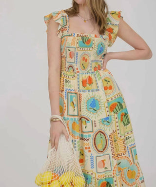 Blu Pepper - Vestido Patchwork Frutas