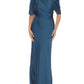 Joseph Ribkoff - Draped Cold Shoulder Satin Long Dress