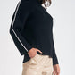 Elan - Whipstitch Sleeve High Neck Sweater
