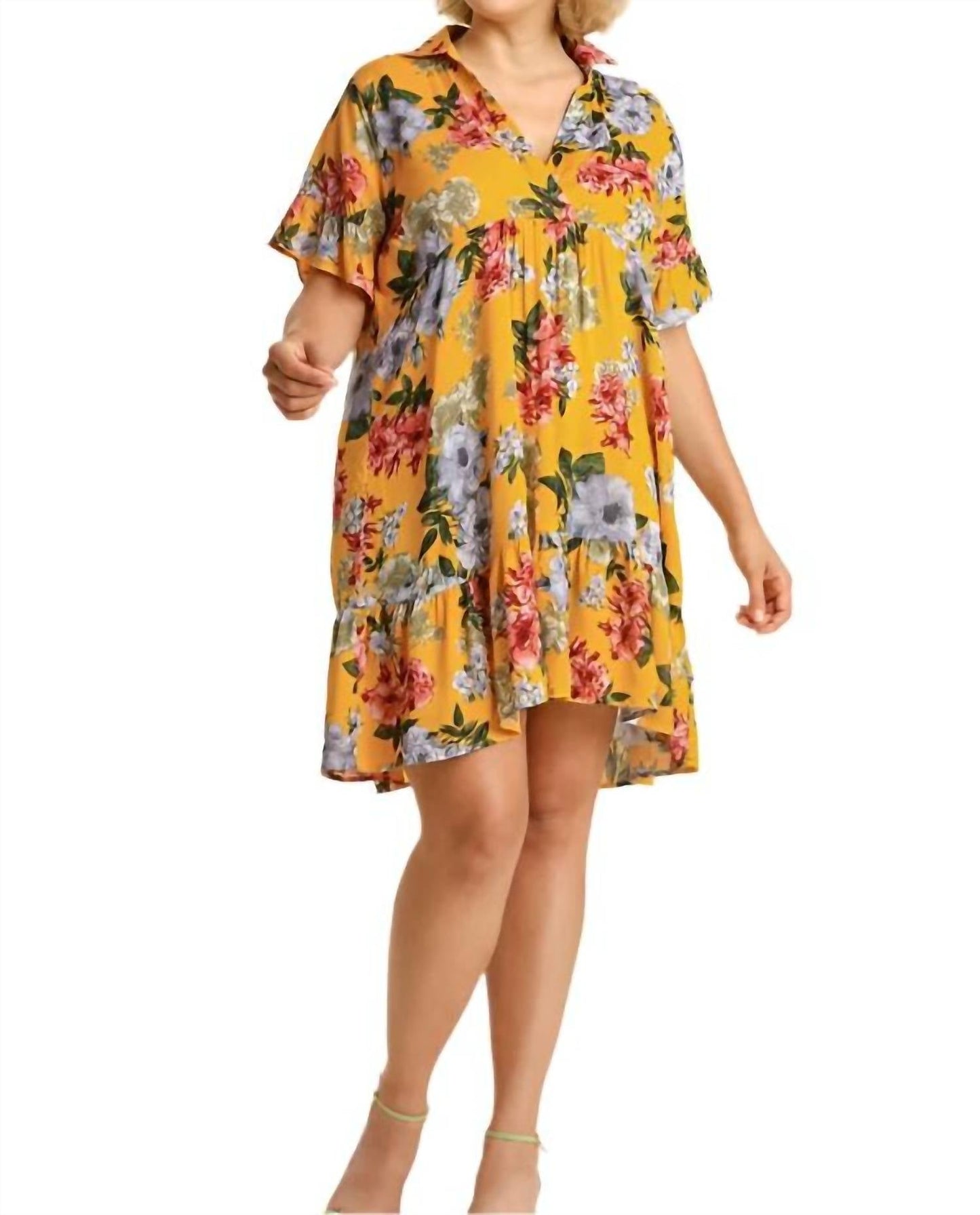 Umgee - Floral Ruffle Babydoll Dress
