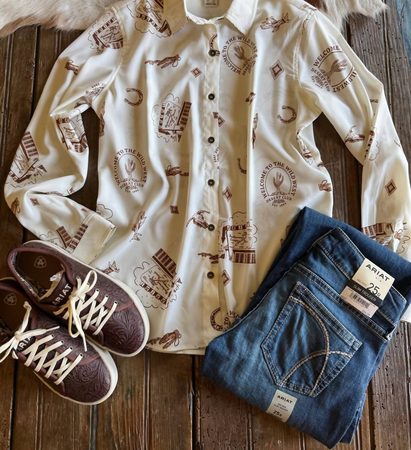 Ariat - Blusa feminina estilo caseiro