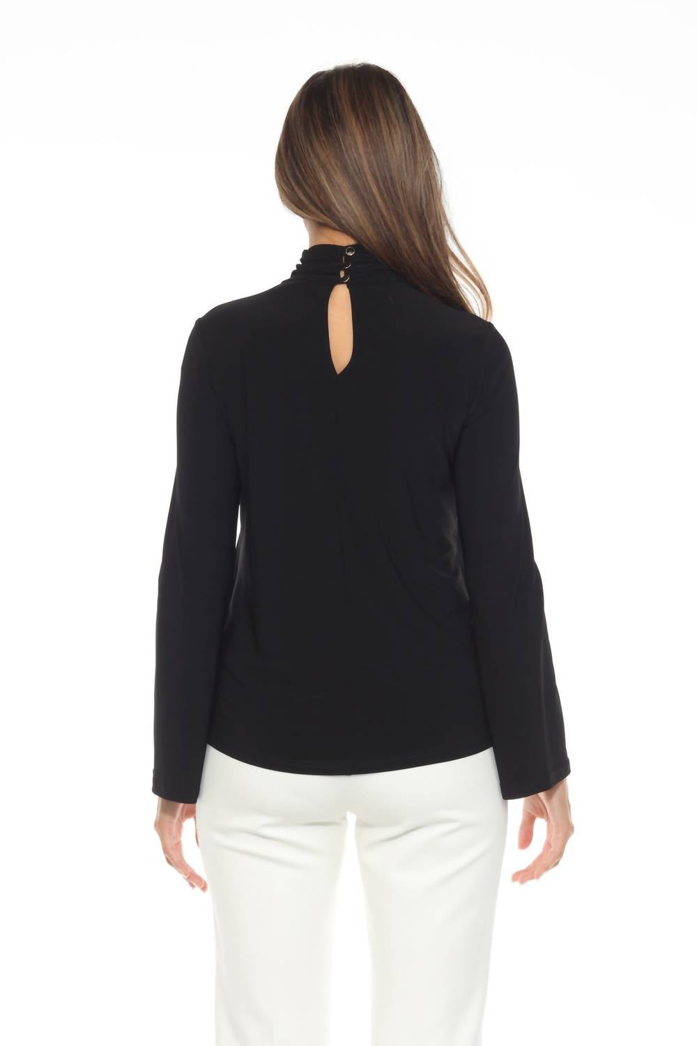 Joseph Ribkoff - Keyhole High Neck Long Sleeve Top