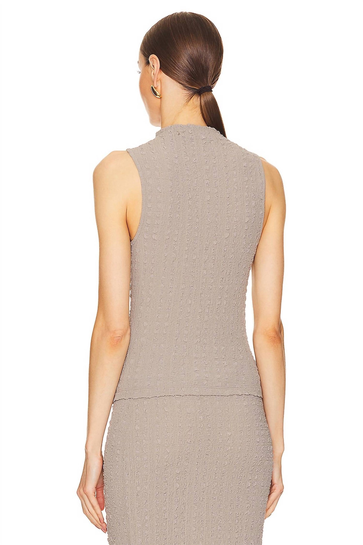 Enza Costa - Puckered Sleeveless Hi-Neck Top