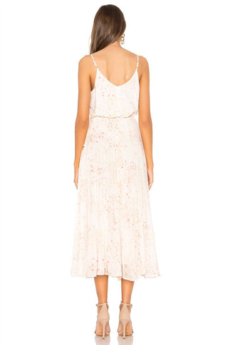 1.State - Vestido midi sanfonado com estampa plissada e pontilhada