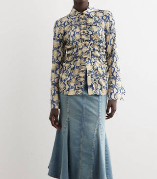 Ganni - Camisa justa de cetim amassado