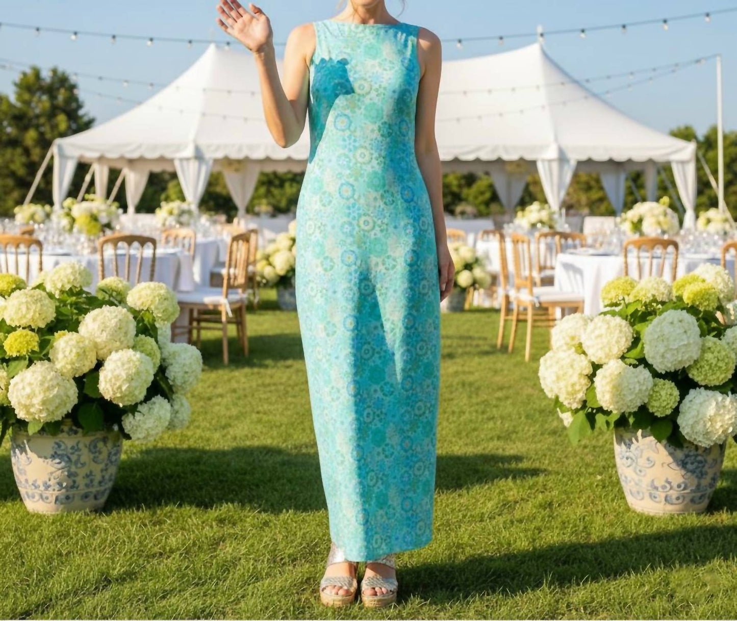 Katherine Way - Charleston Boat Neck Maxi Dress