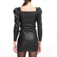 Generation Love - Estelle Heartneck Ruched Vegan Leather Mini Dress