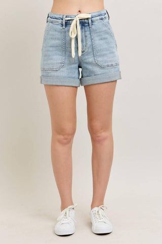 Judy Blue - Shorts jeans jogger de cintura alta com punho