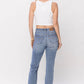 Judy Blue - Mid Rise Knee Destroyed Cuffed Long Boyfriend Denim Jeans