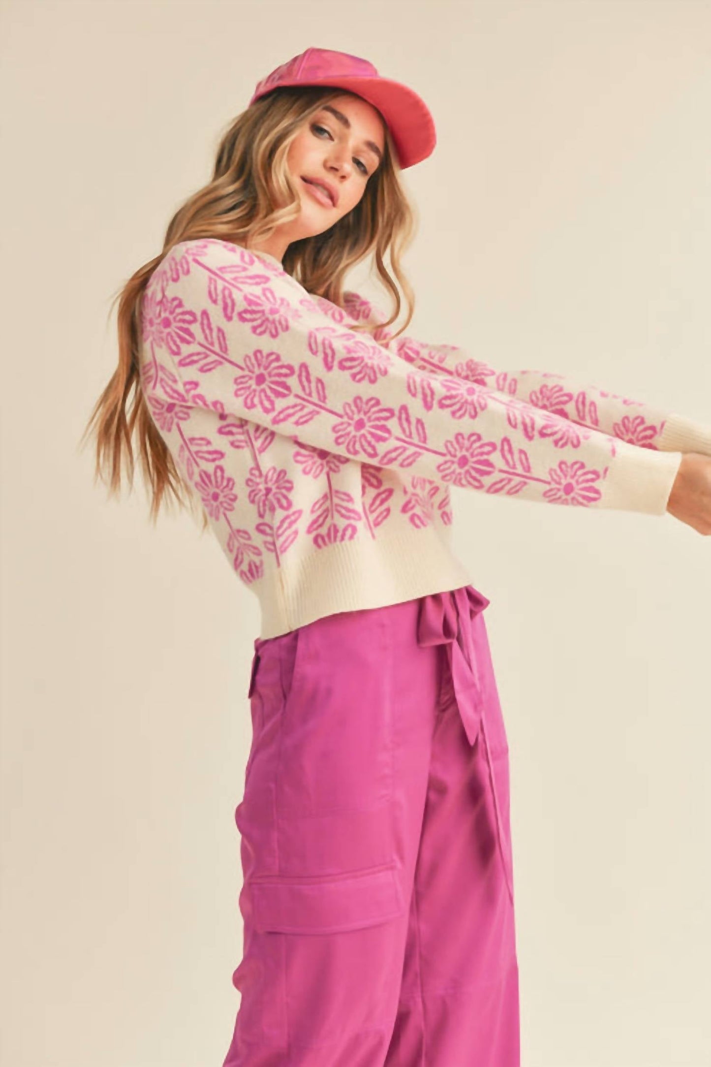 &Merci - Floral Pattern Knit Sweater