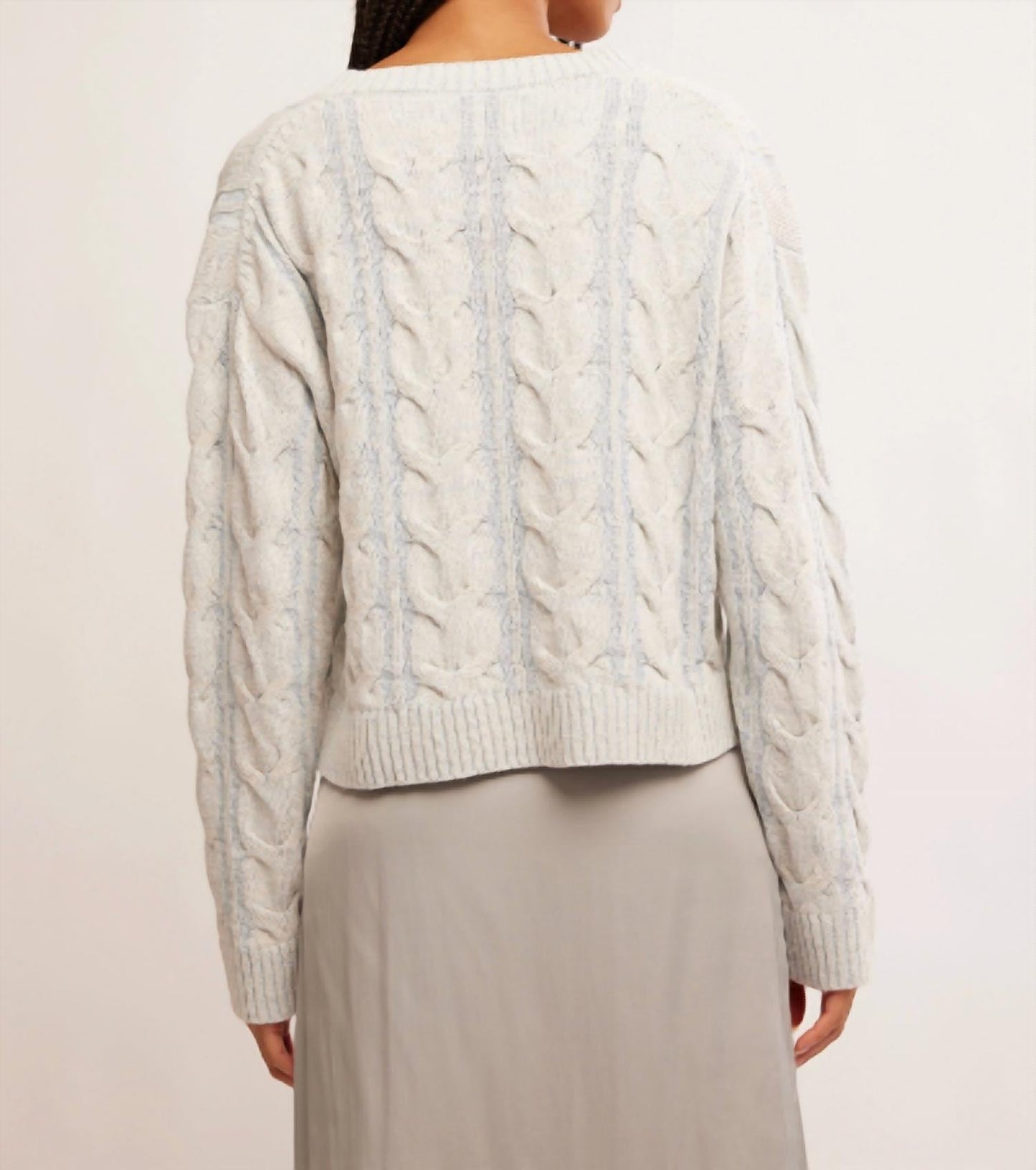 Free People - WASHED CABLE V NECK SWEATER