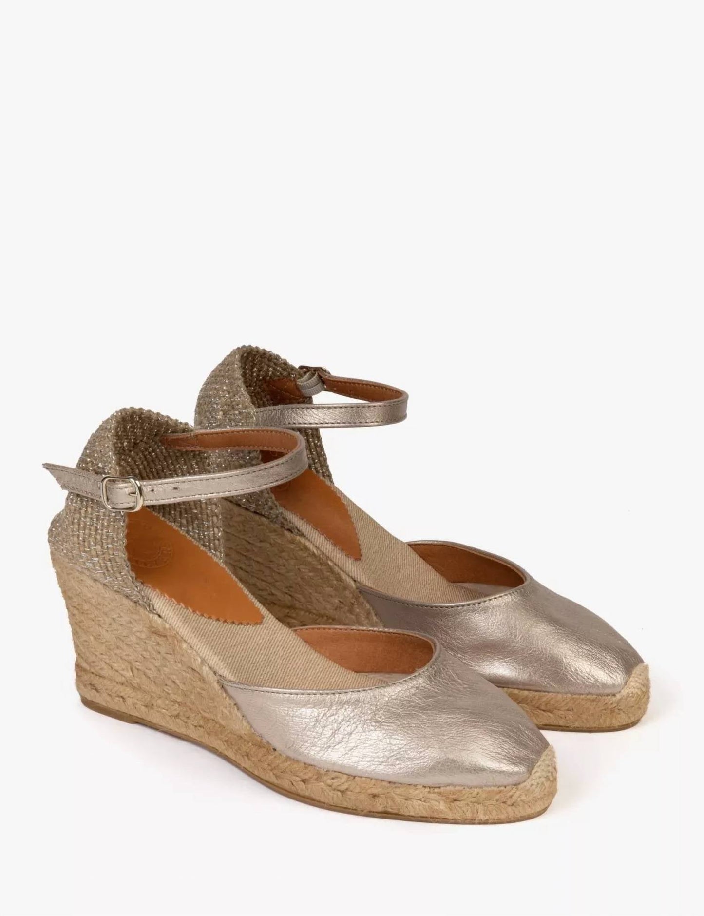 Penelope Chilvers - Women's High Mary Jane Metallic Leather Espadrille
