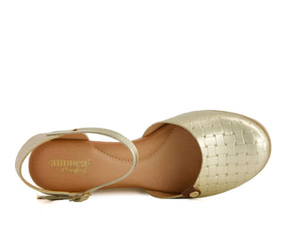 Andrea - Sapatos de verão femininos com tiras no tornozelo e salto anabela
