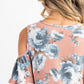 143 Story - Floral Cold Shoulder Fly Away Sleeve