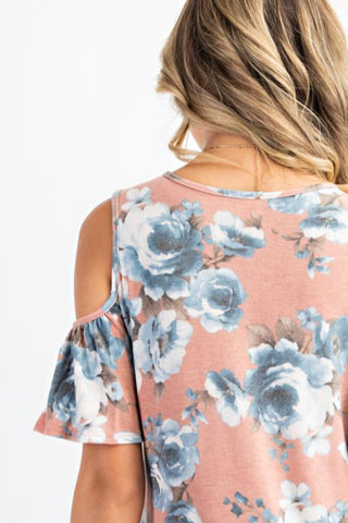143 Story - Blusa floral com ombros descobertos e manga curta
