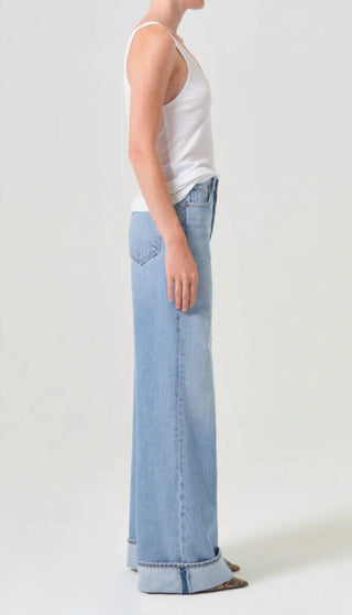Agolde - Calça Jeans Feminina de Cintura Alta e Perna Larga