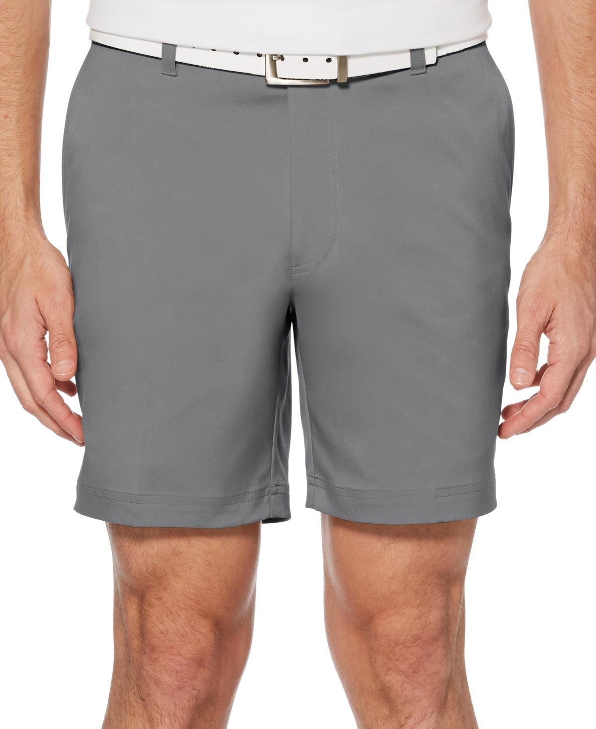 Shorts de golfe masculino PGA TOUR com frente lisa, cinza, tamanho 42