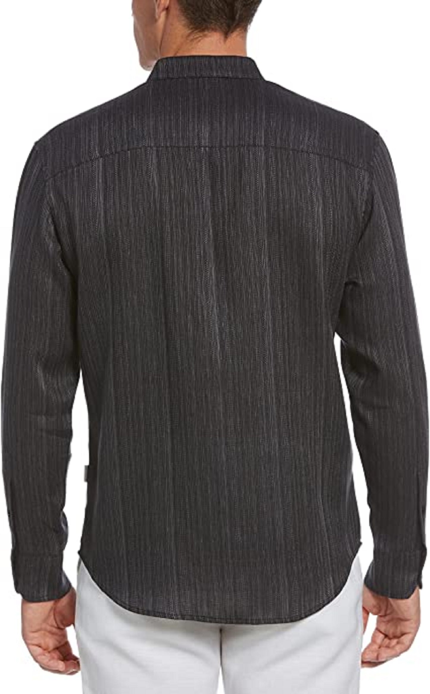 Camisa de linho sólida masculina Cubavera cinza tamanho X-G