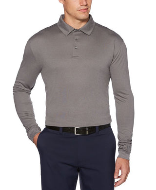 Camisa polo masculina de manga comprida Jacquard PGA TOUR cinza tamanho X-G