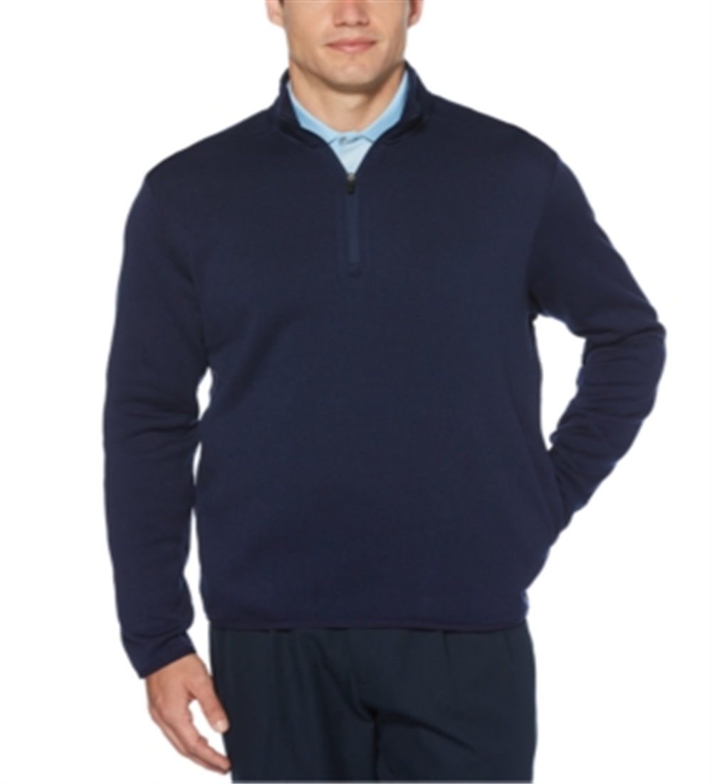 PGA TOUR Suéter Masculino com Zíper de 1/4 de Gola Alta, Azul, Tamanho Médio