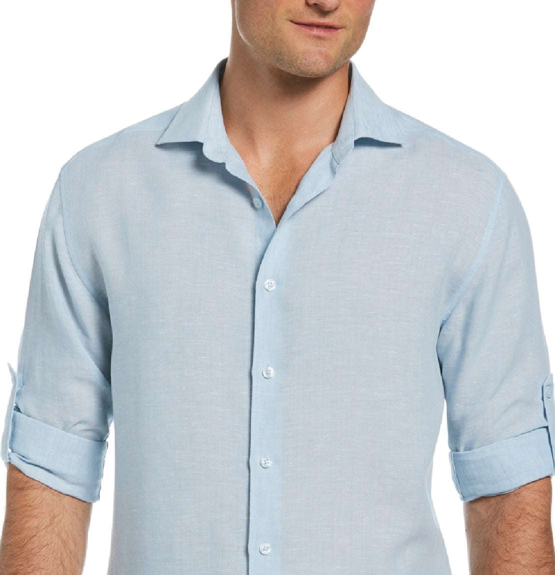 Camisa masculina antirrugas Cubavera Travelselect azul tamanho grande