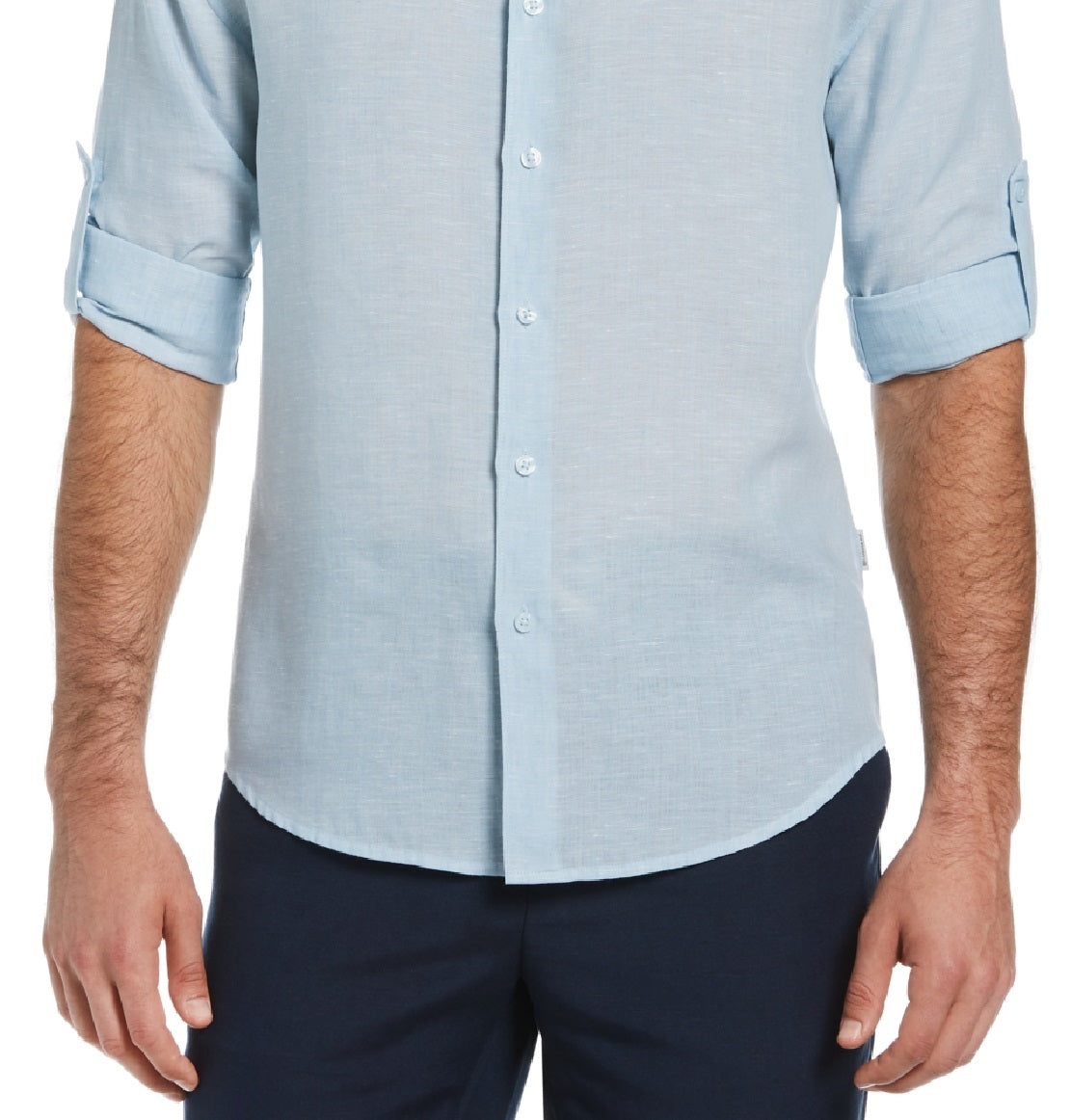 Camisa masculina antirrugas Cubavera Travelselect azul tamanho grande