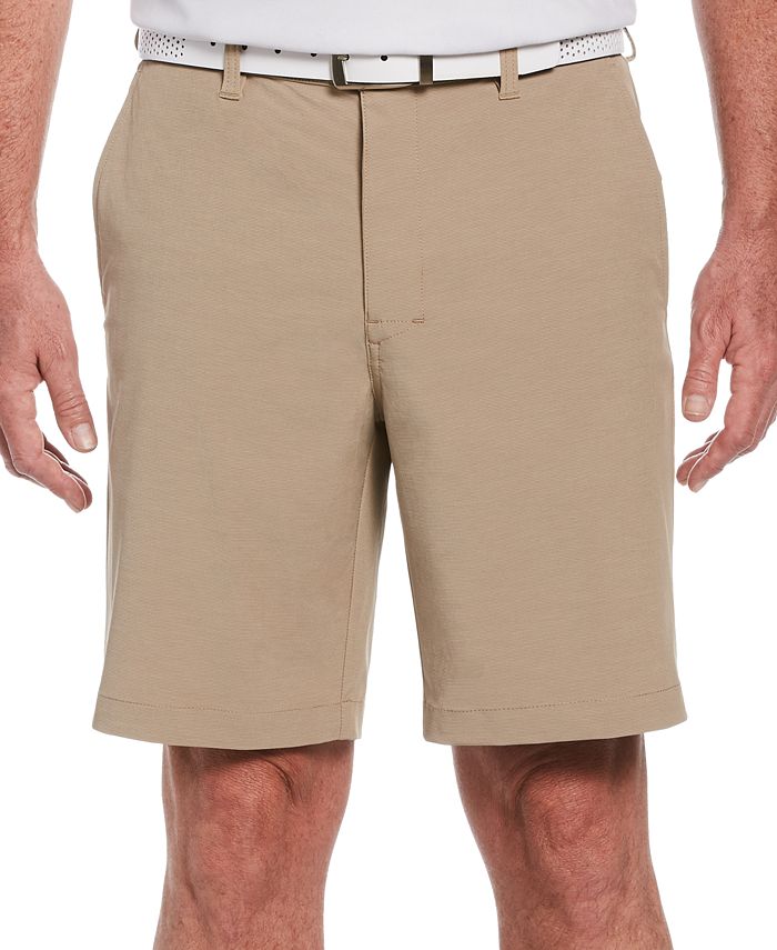 Shorts de golfe texturizados horizontais com frente plana e elástico de desempenho masculino PGA Tour, marrom, tamanho 34