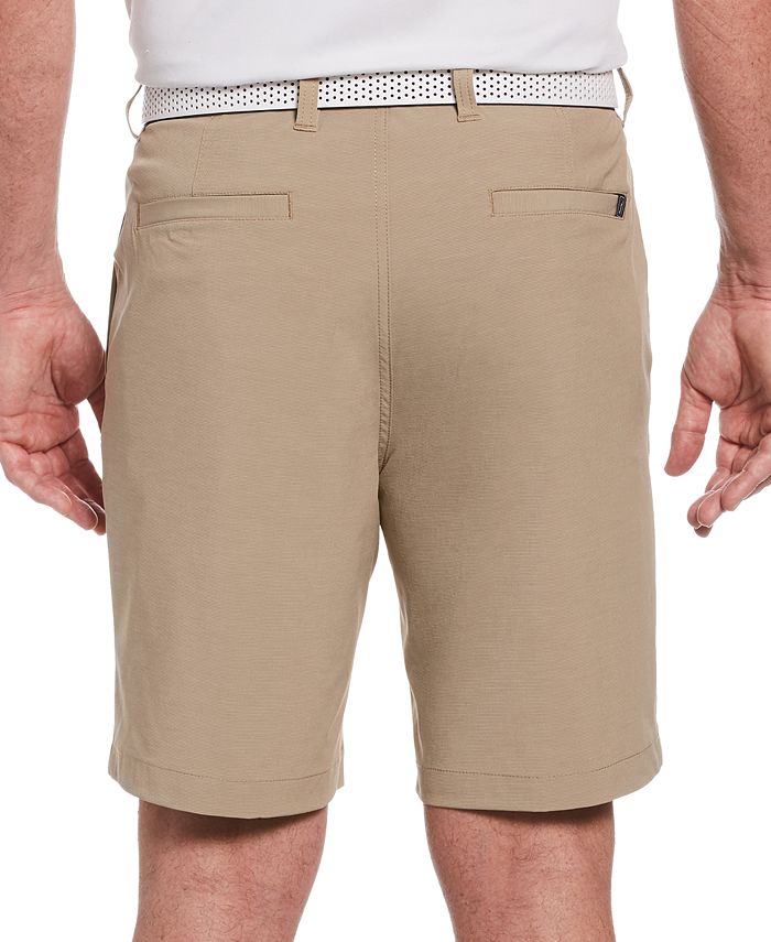 Shorts de golfe texturizados horizontais com frente plana e elástico de desempenho masculino PGA Tour, marrom, tamanho 34