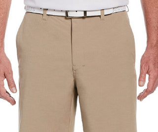 Shorts de golfe texturizados horizontais com frente plana e elástico de desempenho masculino PGA Tour, marrom, tamanho 34