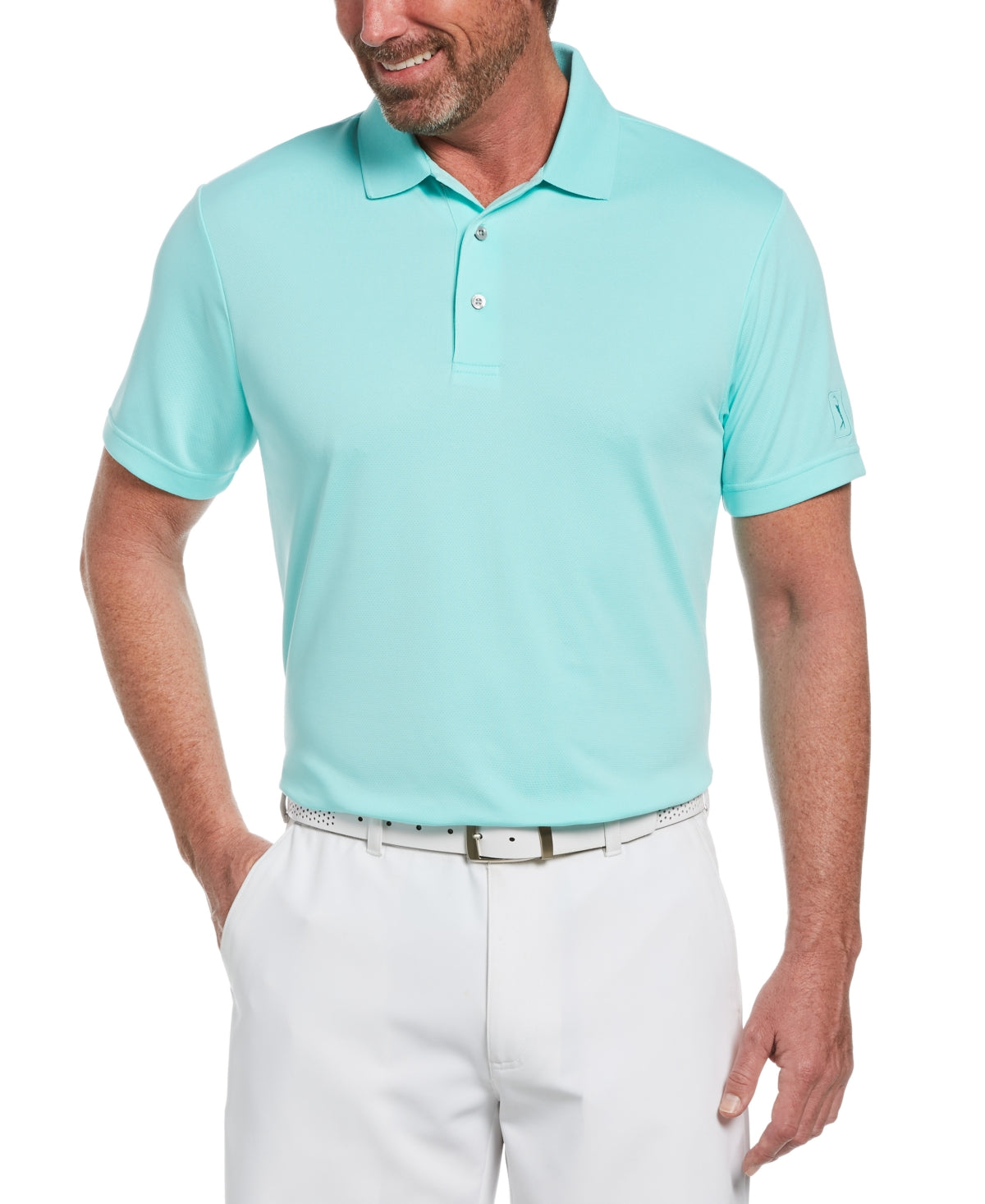 Camisa polo de golfe Airflux masculina PGA Tour azul tamanho pequeno