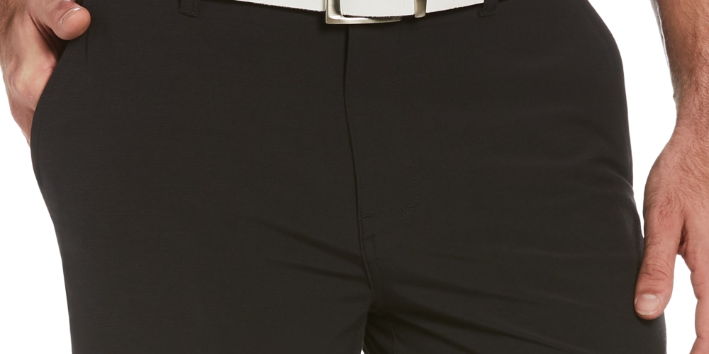 Shorts de golfe masculinos elásticos com frente plana, tamanho 44, pretos, PGA Tour