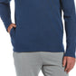 Jaqueta com capuz masculina Cubavera com zíper 1/4 em malha mesclada, azul, tamanho XX-G