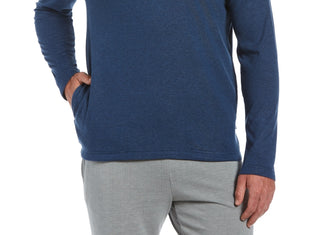 Jaqueta com capuz masculina Cubavera com zíper 1/4 em malha mesclada, azul, tamanho XX-G