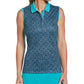 Camiseta de golfe sem mangas com estampa de mosaico feminina PGA Tour, azul, tamanho XX-G