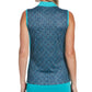 Camiseta de golfe sem mangas com estampa de mosaico feminina PGA Tour, azul, tamanho XX-G