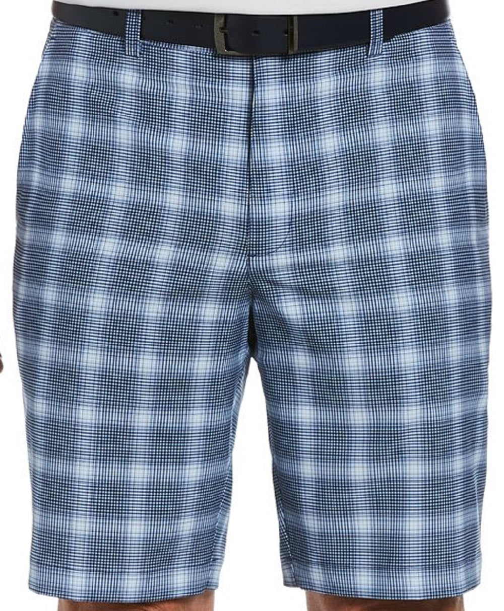 Shorts de golfe xadrez elástico com absorção de umidade para homens do PGA Tour, azul, tamanho 34