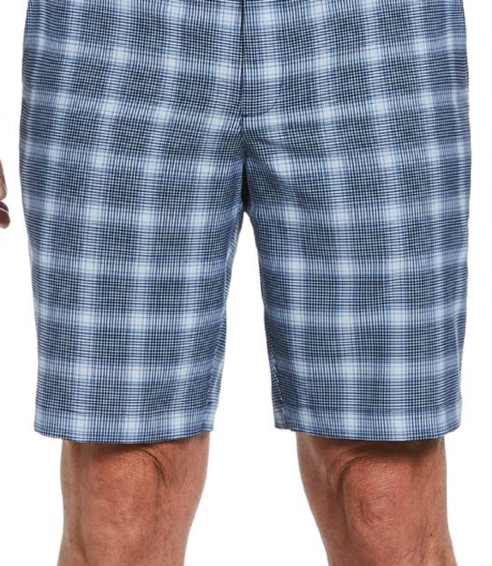 Shorts de golfe xadrez elástico com absorção de umidade para homens do PGA Tour, azul, tamanho 34