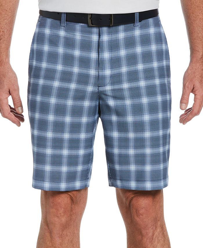 Shorts de golfe xadrez elástico com absorção de umidade para homens do PGA Tour, azul, tamanho 38