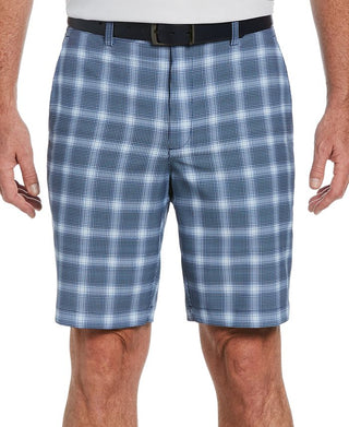 Shorts de golfe xadrez elástico com absorção de umidade para homens do PGA Tour, azul, tamanho 38