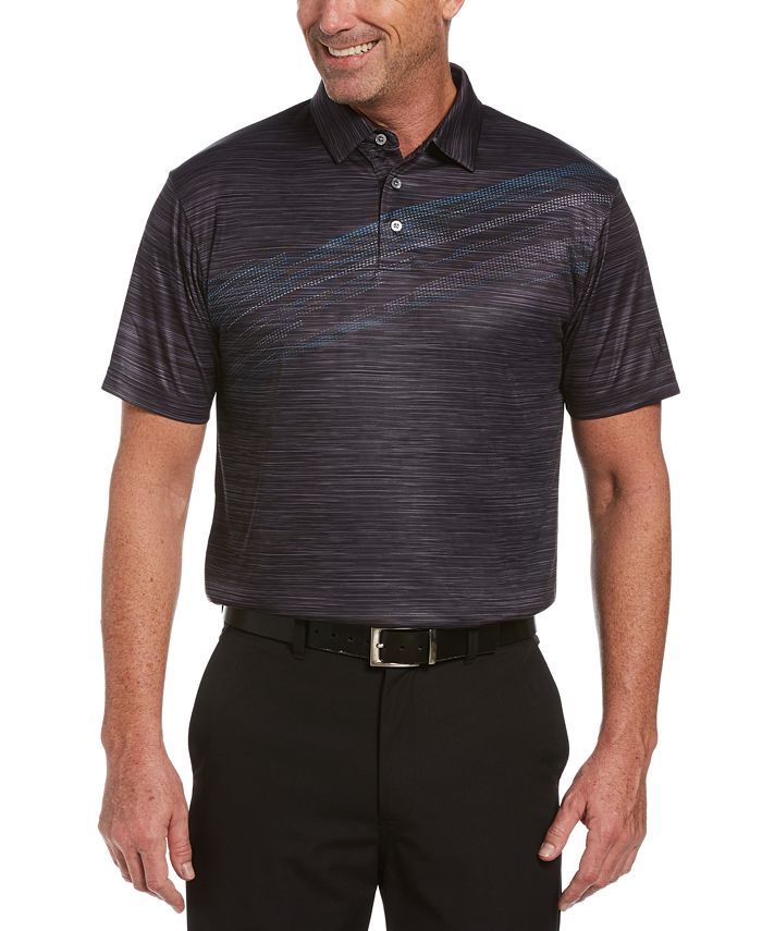 Camisa polo texturizada masculina PGA Tour, preta, tamanho médio